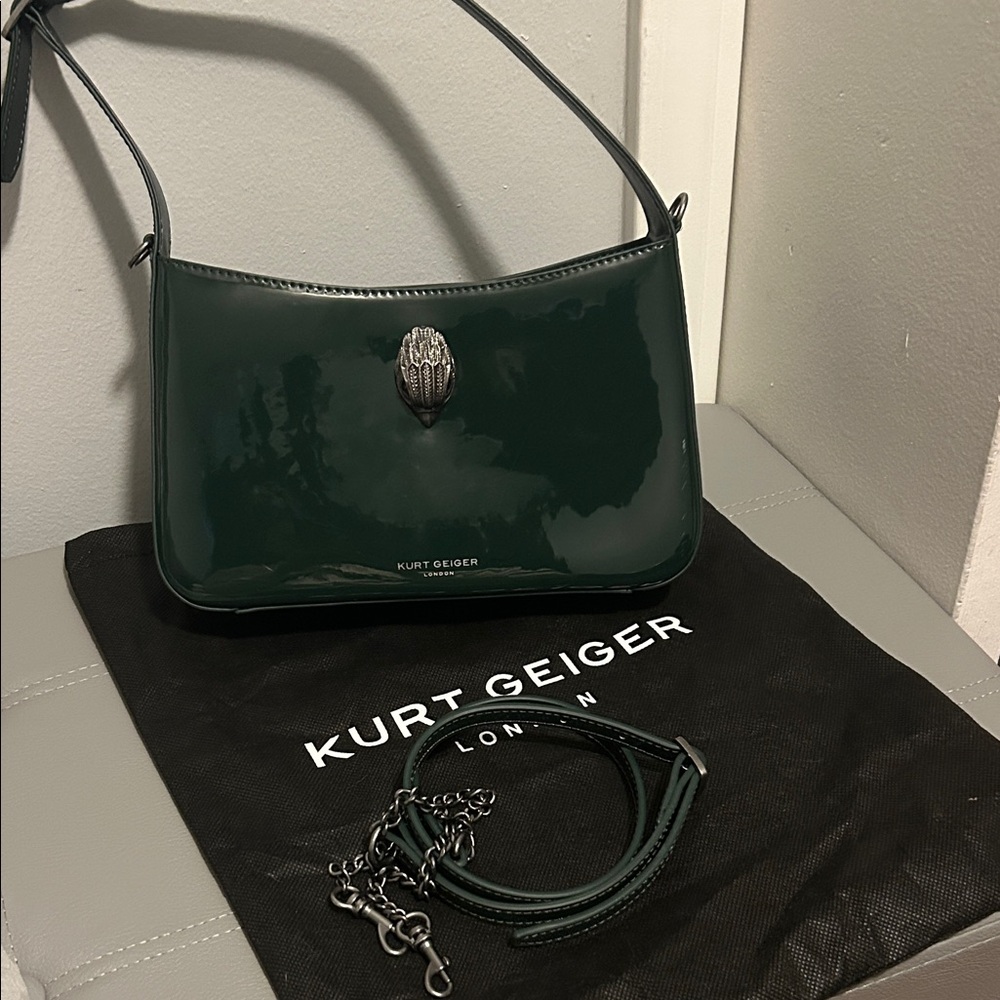 Kurt Geiger Dark Green Patent Shoulder Bag